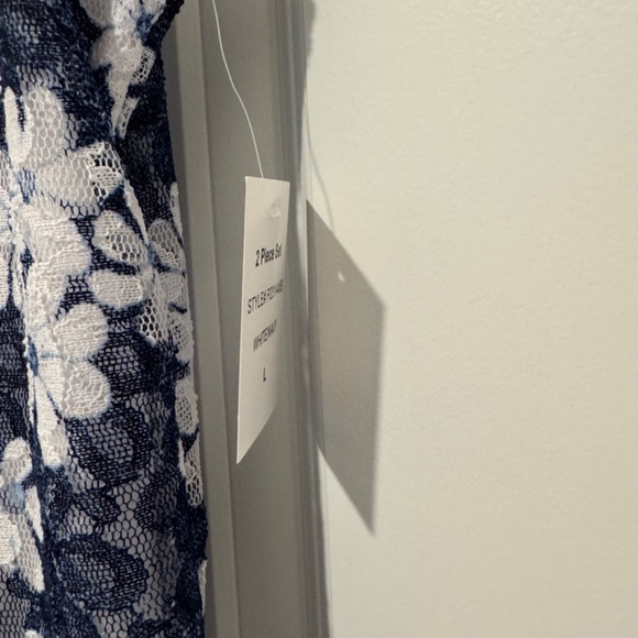 Perceptions Sleevelesss Short Blue and White Lace Dress Size L - Picture 8 of 10